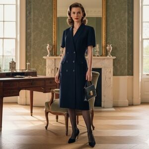 Danny & Nicole New York 8 Vintage Jackie O Old Money Workwear Blazer Midi Dress